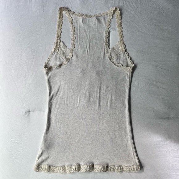 Y2K Abercrombie & Fitch Cream Lace Trim Cami Tank Top - Picture 2 of 7